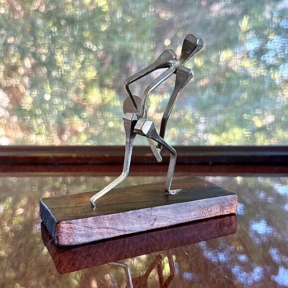 Vintage Brutalist Nail Art Sculpture Tennis Player Metal Figurine, Made in Spain - Picture 7 of 14